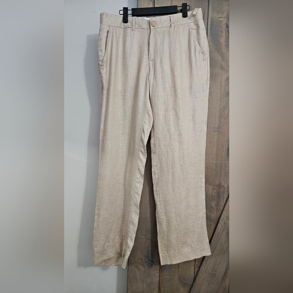ISLAND IMPORTER 100% linen cozumel pant In Natural Khaki. Size 32 - Picture 12 of 15